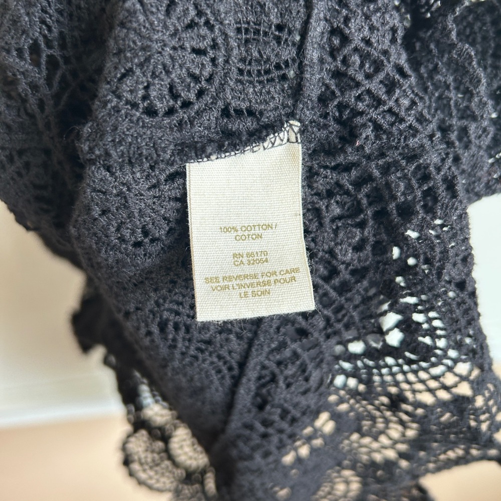 Intimately Free People Black Floral Crochet Cotton Tank Top Large Boho Festival - Picture 3 of 6